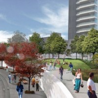 An artist's impression of the city promenade (right) that will be built above the memorial wall in 2017