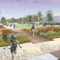 Artist impression of the East Frame public spaces