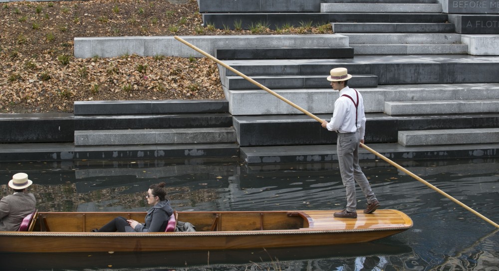 A punt passing the Terraces
